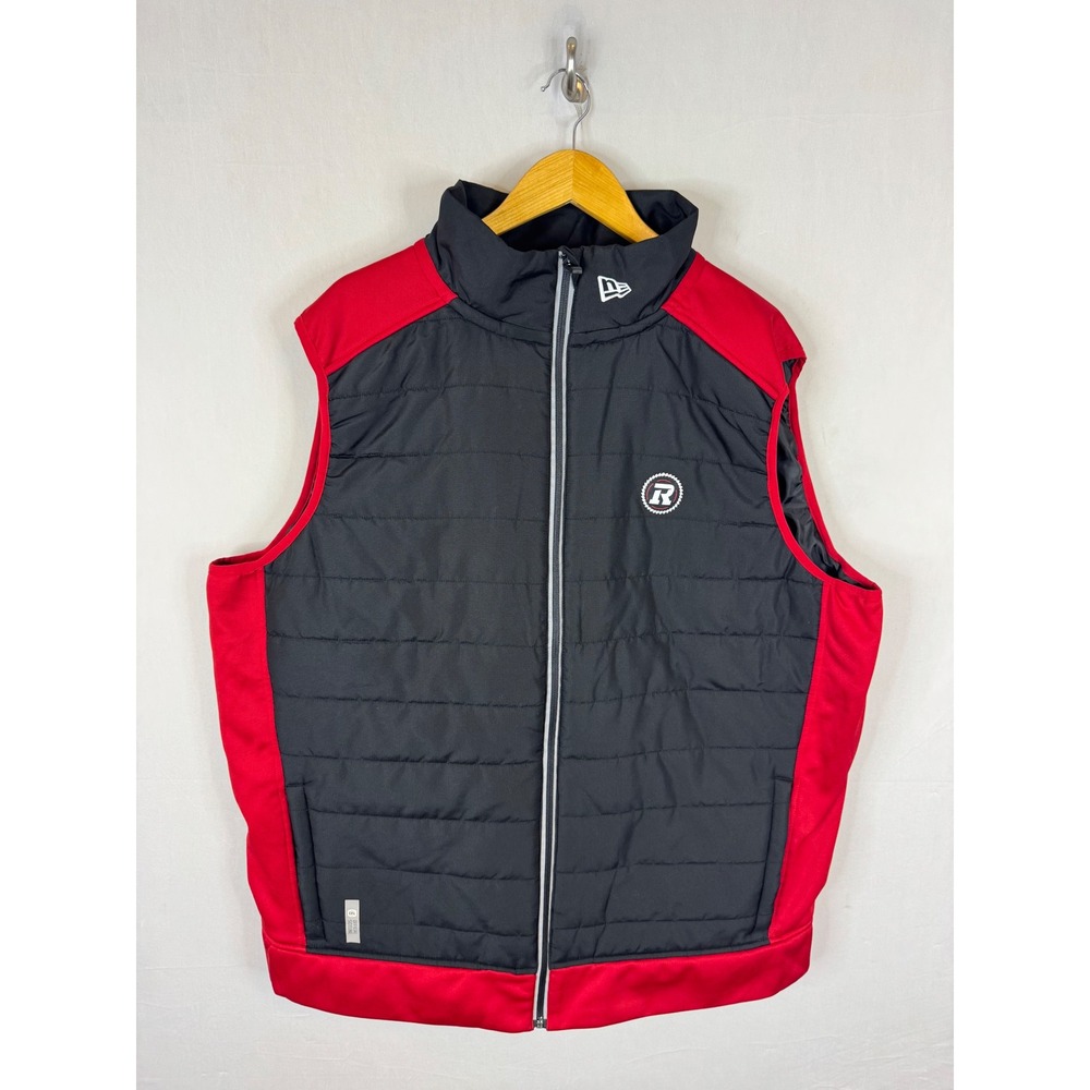 New Era Ottawa Redblacks CFL Official Sideline Puffer Vest Mens 2XL Black Red